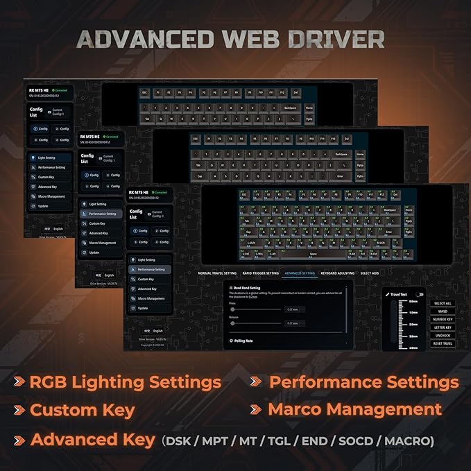RK ROYAL KLUDGE 75% HE Mechanical Gaming Keyboard Wired Hall Effect Magnetic - Image 9