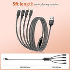 Multi Charging Cable, Dual Type-C Multiple Charger Cable Nylon Braided 4 in 1 - Image 6