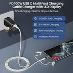 USB C to Multi Charging Cable, USAMS 100W 6.6FT 5A Type C to Type C Fast - Image 2