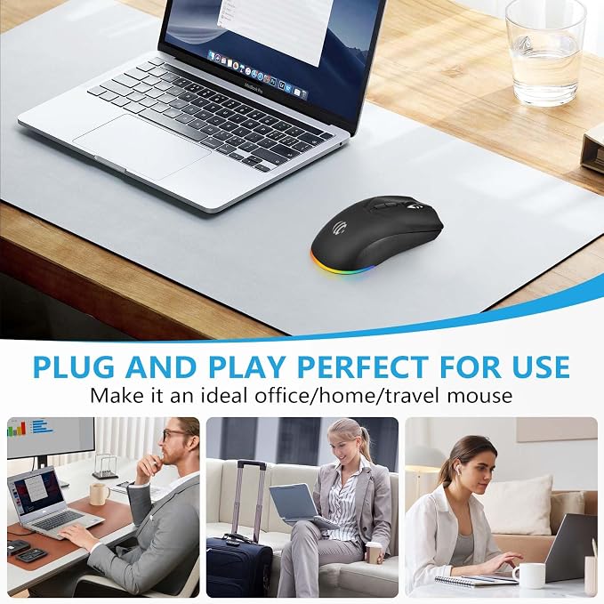 Wireless Bluetooth Mouse, 2.4G and Bluetooth 5.2 Ergonomic Rechargeable USB - Image 6