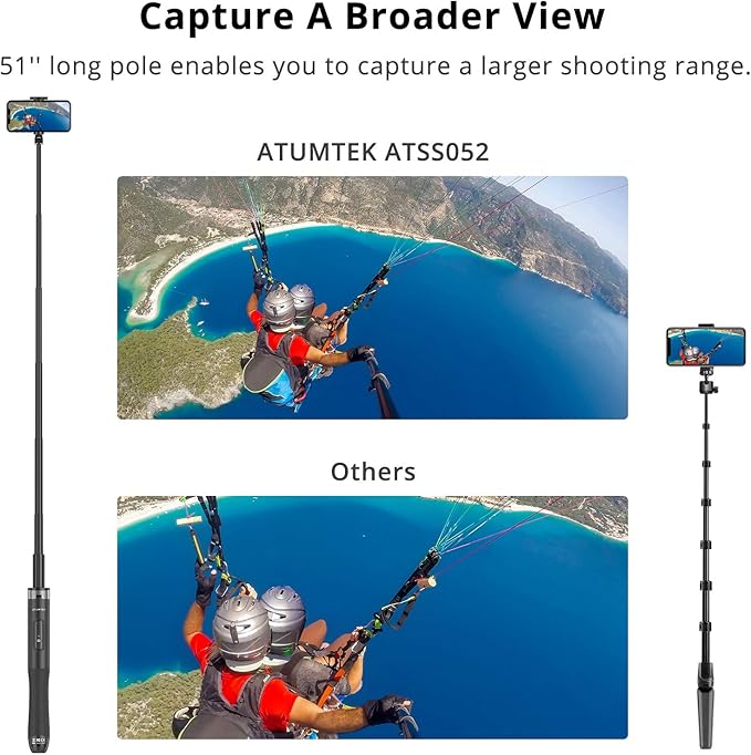 ATUMTEK 51" Selfie Stick Tripod, All in One Extendable Phone Tripod Stand - Image 7