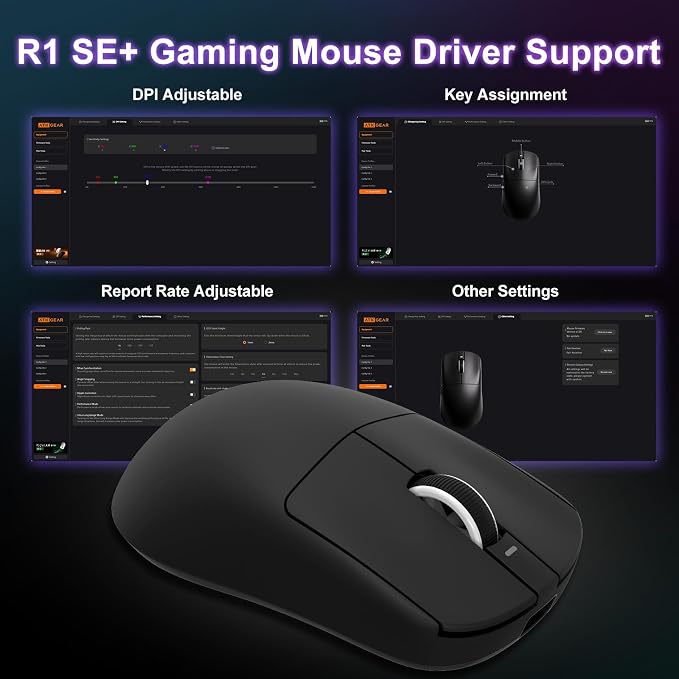R1 SE+ Gaming Mouse, 18000 DPI, High-Precision PAW3395 SE Sensor, 55g - Image 8