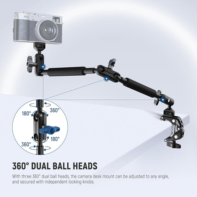 NEEWER 22" Magic Arm w Desk C Clamp, Overhead Camera Mount - Image 3