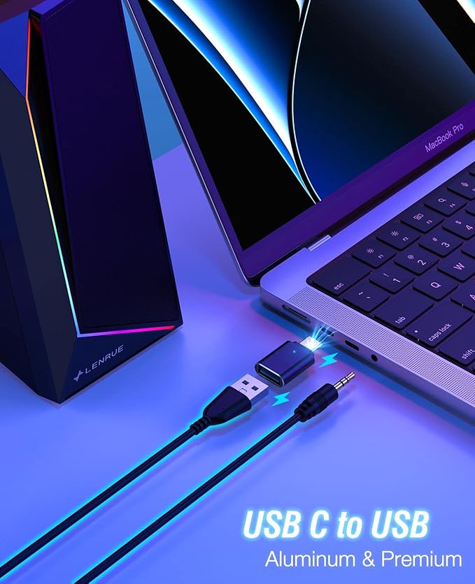 LENRUE Computer Speakers, USB/USB-C Powered PC Speakers - Image 6