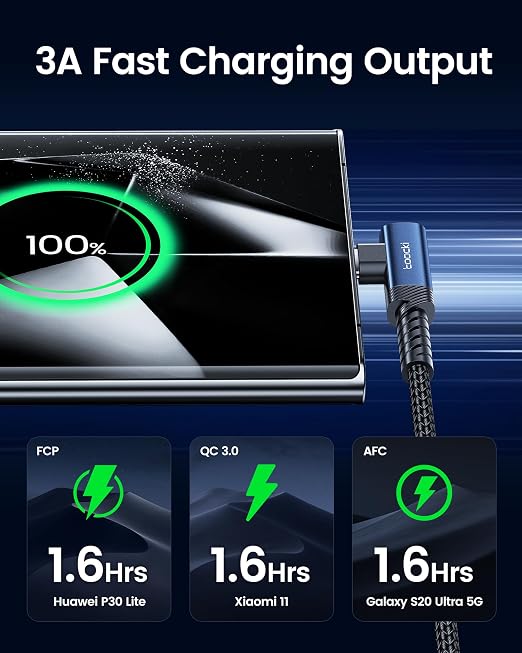 USB C Cable Right Angle, LG V30 - Image 3
