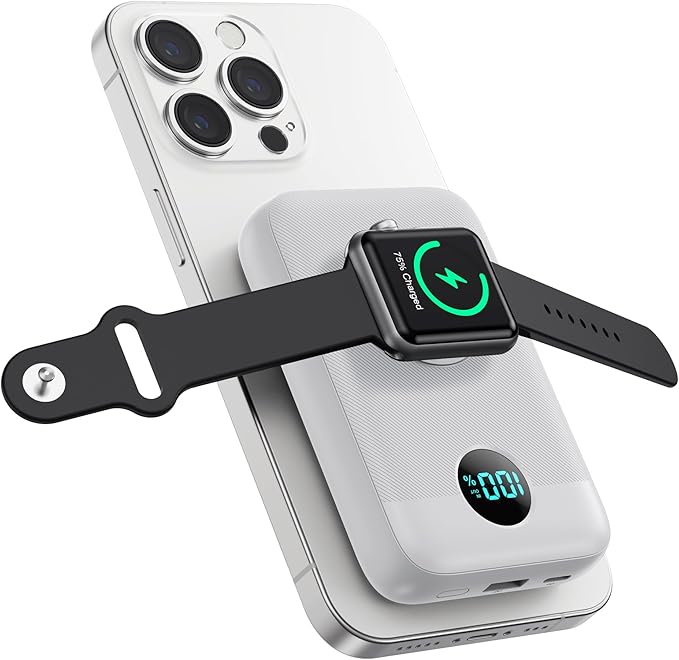 Magnetic Portable Charger 10800mAh, 4-in-1 Wireless Power Bank by Pxwaxpy