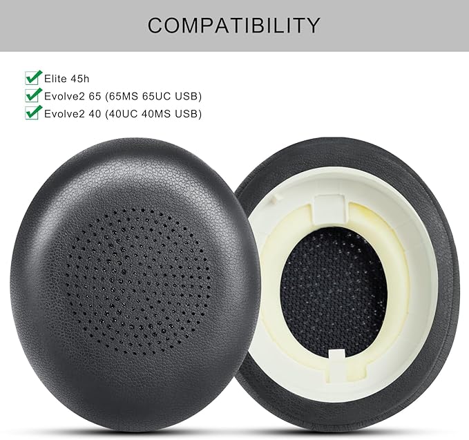 Ear Pads Replacement for Jabra Evolve2 65/Evolve2 40/Elite 45h On-Ear Wireless - Image 2