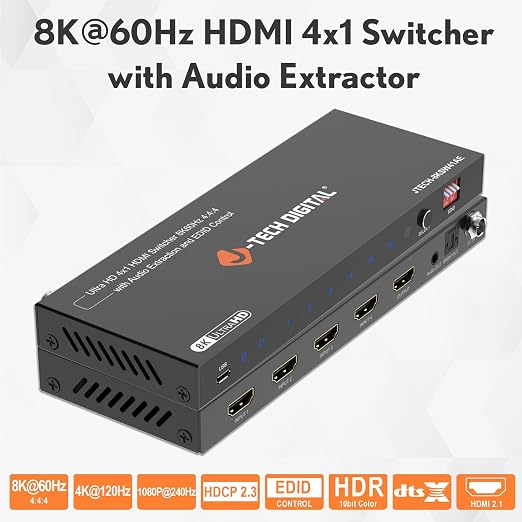 8K HDMI Switch 4 in 1 Out, 8K@60Hz 4K@120Hz 1080P@240Hz - Image 2