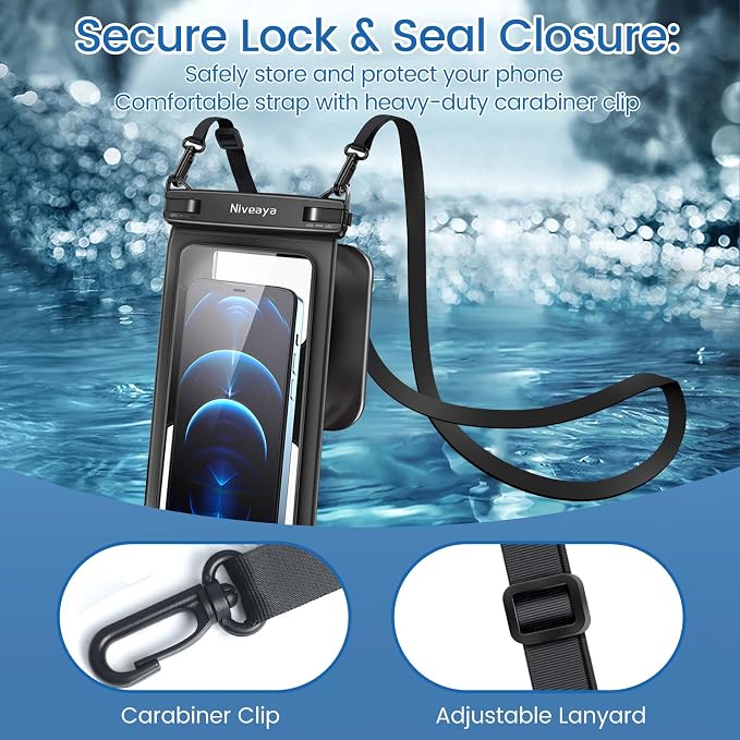 Niveaya 2 Pack IPX8 Waterproof Phone Pouch, Large Space Cell Phone Pouch - Image 5