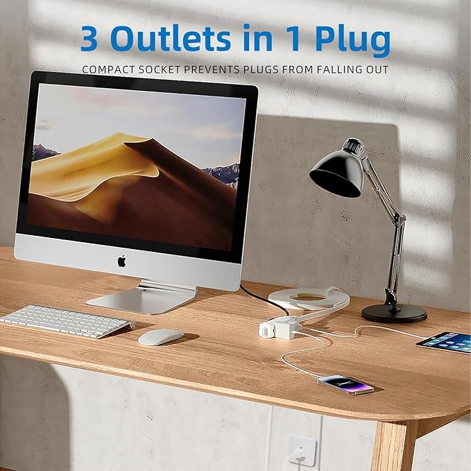 TiFFCOFiO Indoor Extension Cord, 2 Prong 6 Feet Extension Cord, 3 Polarized - Image 2