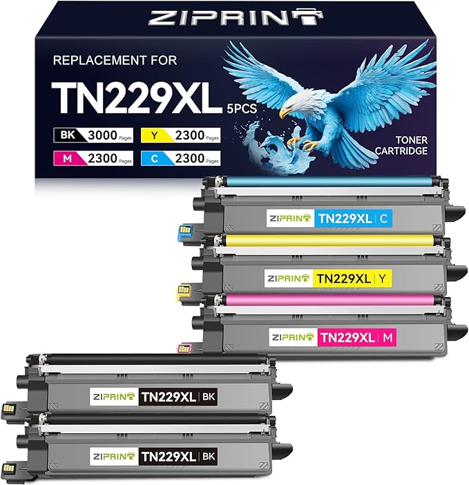 TN229XL TN229 Toner 5 Pack Compatible Replacement by ZIPRINT