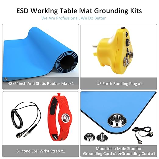 KooMall 48 x 24 Inch ESD Rubber Mat Kits, Anti Static Table Floor Pad - Image 6