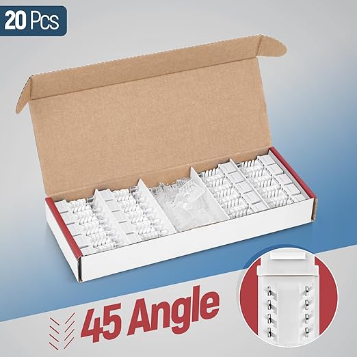 Everest 45° Angled RJ45 Cat6 Keystone Jacks 20-Pack in White - Image 2