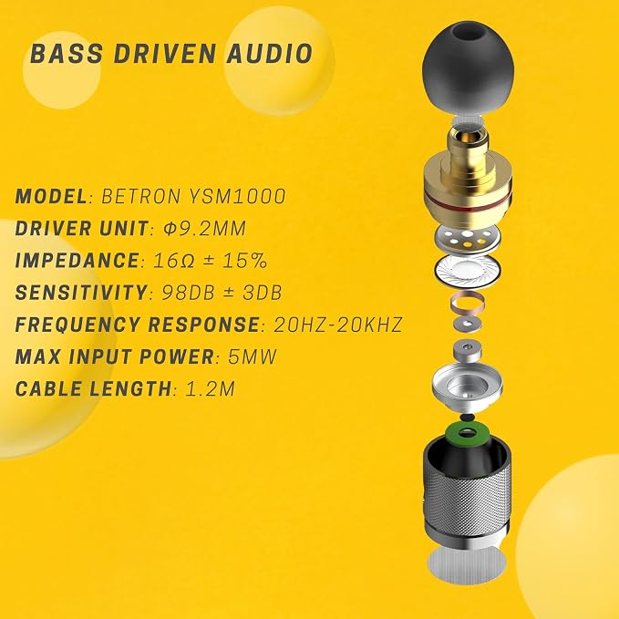 Betron YSM1000 Earphones in Ear Headphones Wired 3.5mm Jack Tangle-Free Cable - Image 6