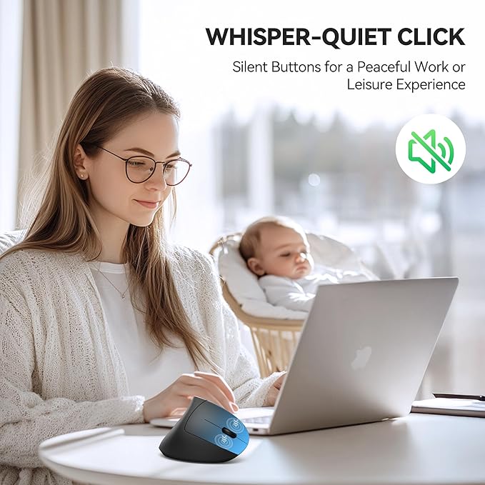 TECKNET Ergonomic Mouse, Jiggler Bluetooth Wireless Vertical Mouse, 4800 DPI - Image 6