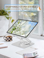 Tablet Stand 360° Rotating Aluminum Holder, Adjustable, Portable and Foldable - Image 2