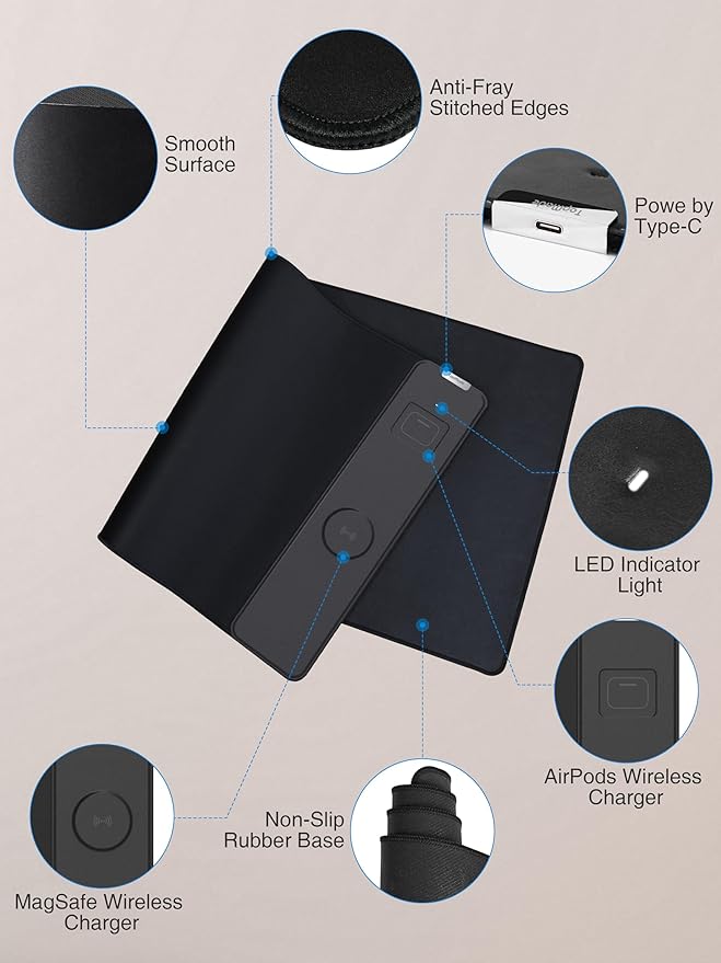 TopMade Mouse Pad with 15W Wireless Charging, Gaming Mousepad Home Office Large - Image 6