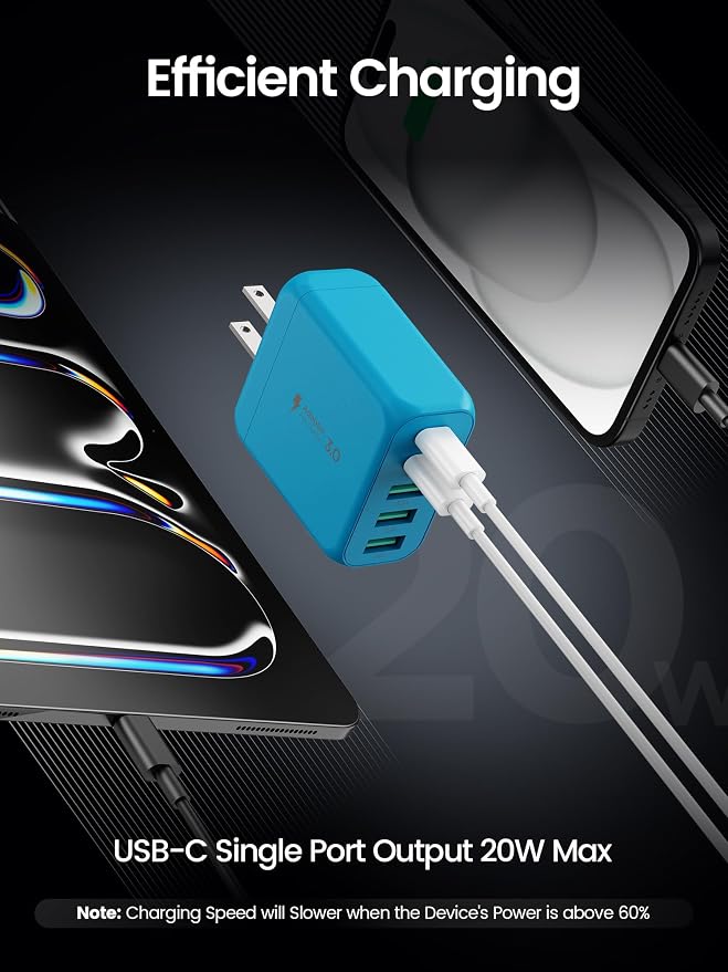 USB C Charger Block, Type C Charger Fast Charging, 50W 5-Port USB Wall Charger - Image 4