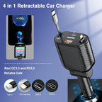 Retractable Car Charger 4 in 1 Fast Charging Adapter Magjieyx 62W Retractable - Image 5
