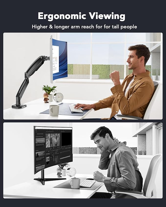HUANUO Single Monitor Arm for 40 inch Screens, Ultrawide Computer Monitor Mount - Image 5