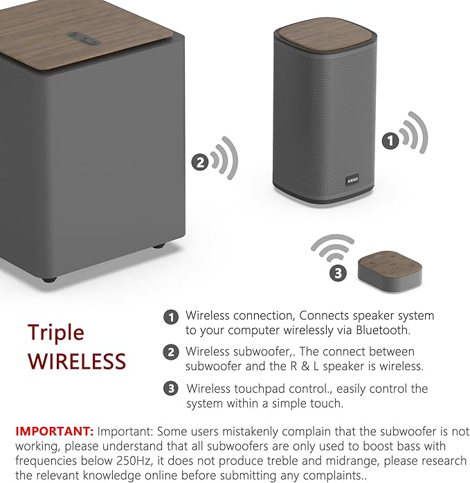KEiiD 2.1 Bluetooth Computer Speakers - Image 3