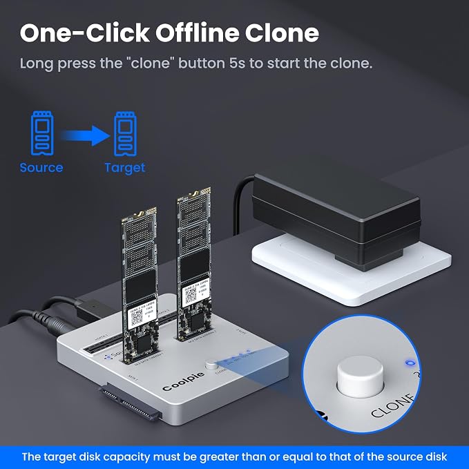 CR311 3-in-1 SSD Cloner, USB3.2 Gen2*2 M.2 Reader, Supports M.2 NVMe/SATA - Image 2