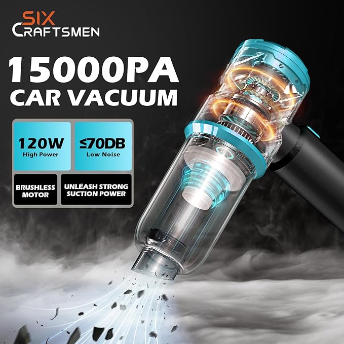 Handheld Car Vacuum with 15000PA Power, 4 in 1 Small Powerful Cordless Vacuum - Image 2