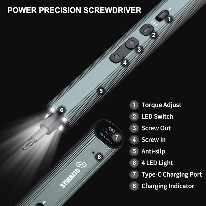 STREBITO Mini Electric Screwdriver Set 155 in 1 Small Powered Screwdriver - Image 7