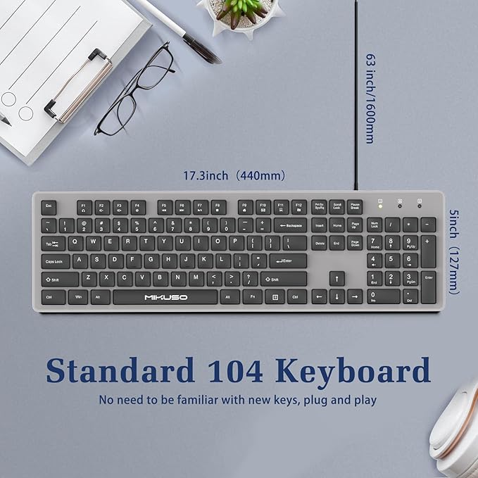 Wired Computers Keyboard with Cover Comfortable Hand Feel, Laser Engraved - Image 3