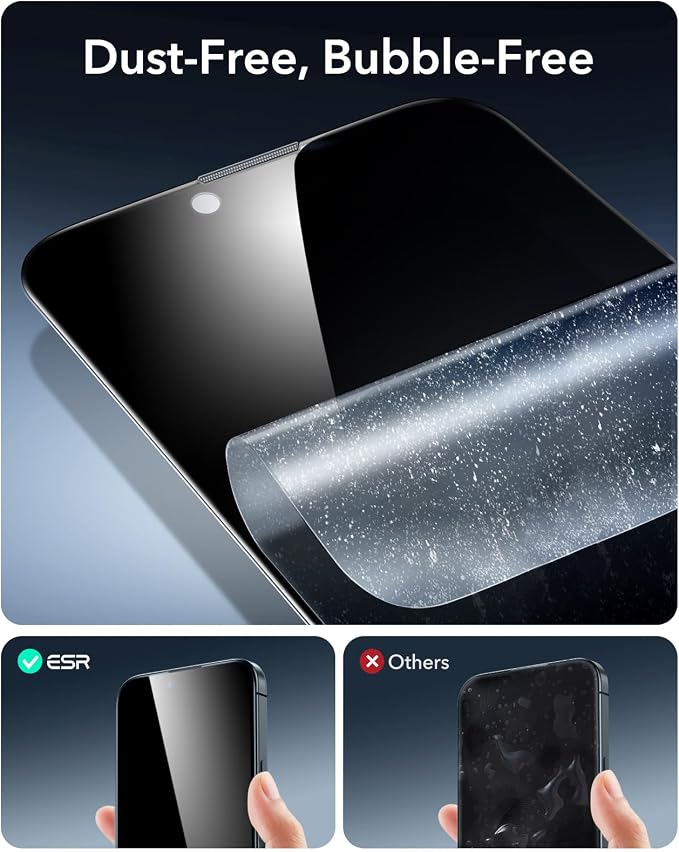 ESR 3 Pack 9H+ Glass for iPhone 16e/ iPhone 14/ iPhone 13/13 Pro Privacy Screen - Image 5