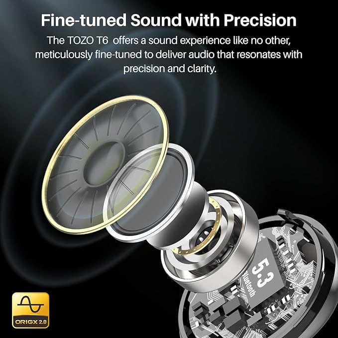 TOZO T6 Wireless Earbuds, Stereo Sound in Ear Headphones, 50 Hours Playtime - Image 2