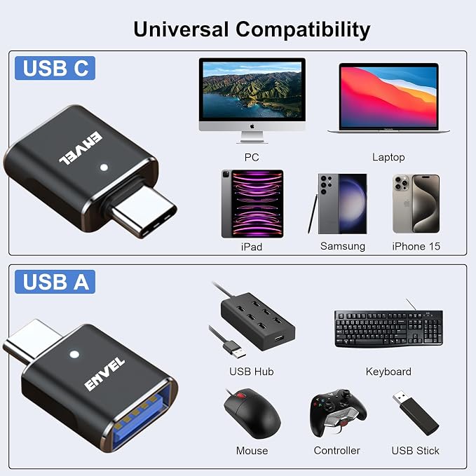 ENVEL USB to USB C Adapter, USB3 5Gbps High Speed Data Transfer, OTG Converter - Image 7