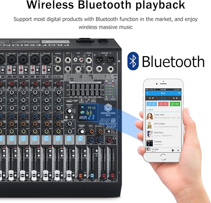 W IN-MIX DX12 Professional DJ Audio Mixer 12 Channel - Image 4