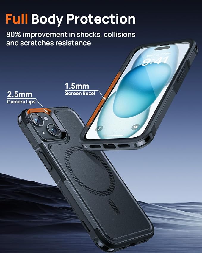Lanhiem for iPhone 15 Case Magnetic, Heavy Duty Tough Rugged Phone Cover for - Image 4