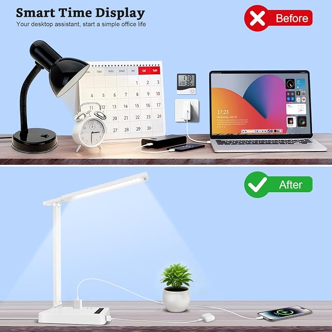 Smart Desk Lamp with 4-in-1 Charging Station, 5 Color temperatures and 5 - Image 3