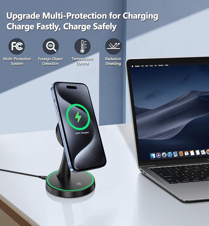 Magnetic Wireless Charger Stand 15W Fast Mag-Safe Charger - Image 4