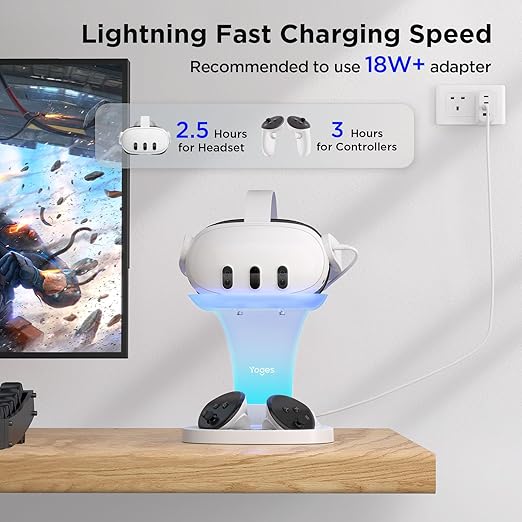 YOGES Charging Dock for Meta Quest 3S, Quest 3 Fast Charging Station - Image 2