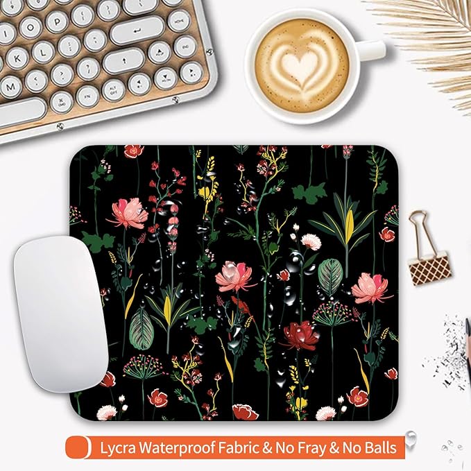 Square Mouse Pad Blooming Botanical Flowers, Personalized Premium-Textured - Image 3