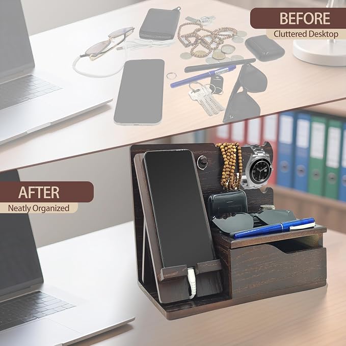 3-in-1 Wood Phone Docking Station Organizer - Image 2