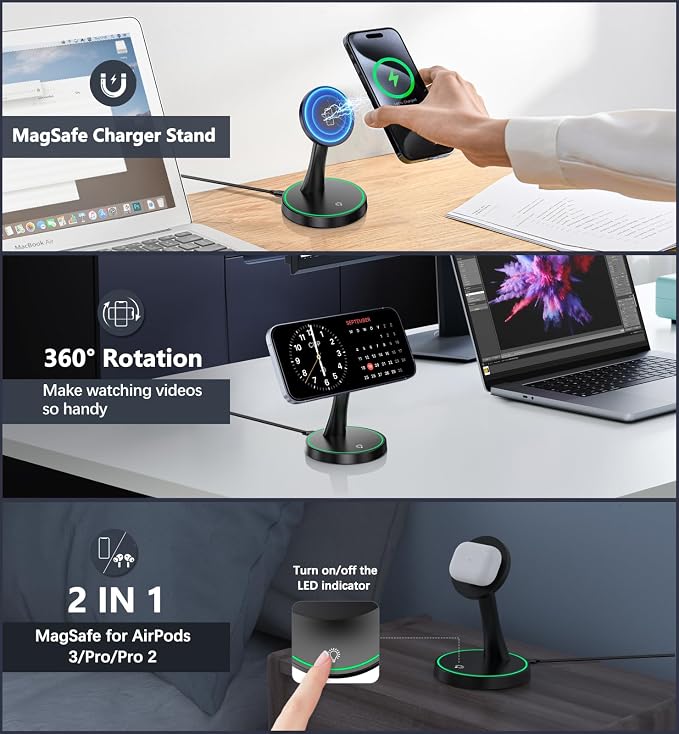 Magnetic Wireless Charger Stand 15W Fast Mag-Safe Charger - Image 2