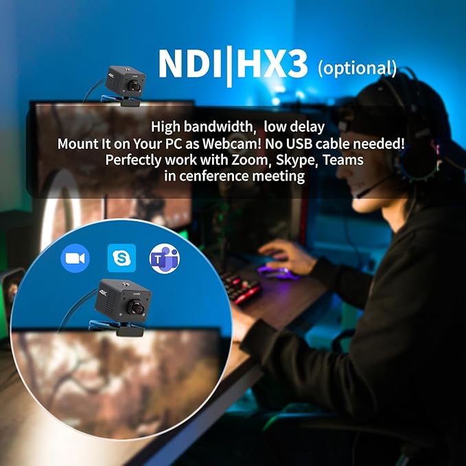 4K Native NDI|HX3 POV Box Camera PoE, Simultaneously HDMI & SDI Output - Image 4
