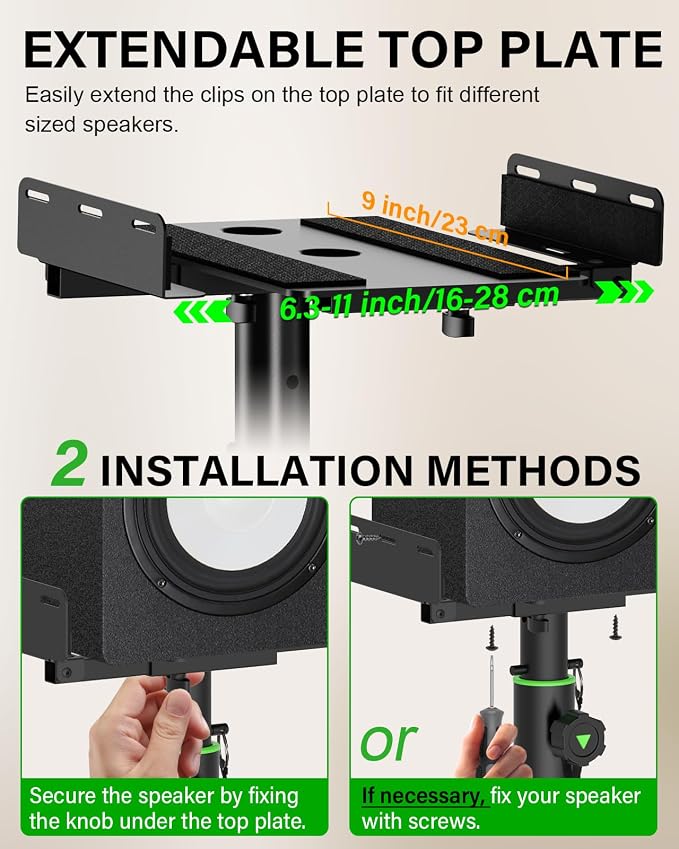 Set of 2 Dual Side Clamping Studio Monitor Stands Desktop Clamp Speaker Stands - Image 5