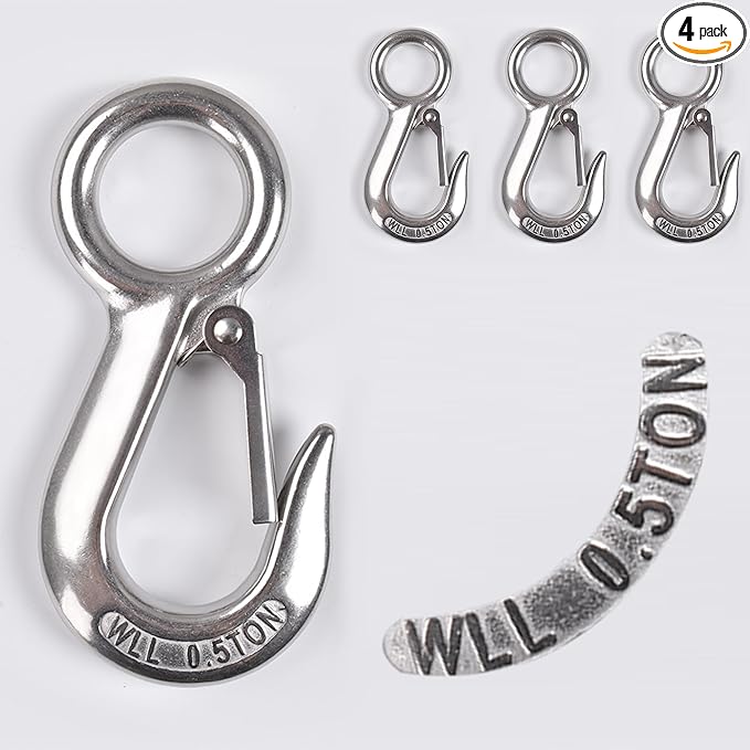 Alele 4Pack 0.5T Crane Scale Grab Hooks, Slip Hooks, Stainless Steel Lifting by AleleBeautyofmetal