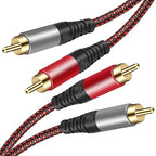 RCA Cable 15Ft, 2Rca Male to 2-RCA Male Audio Stereo Subwoofer Cable by Tiierzon