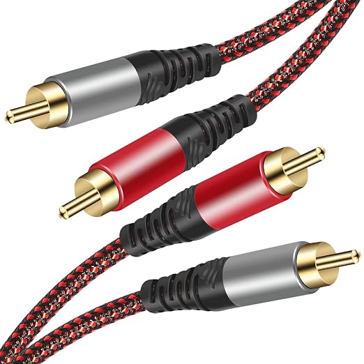RCA Cable 6Ft, 2Rca Male to 2-RCA Male Audio Stereo Subwoofer Cable by Tiierzon