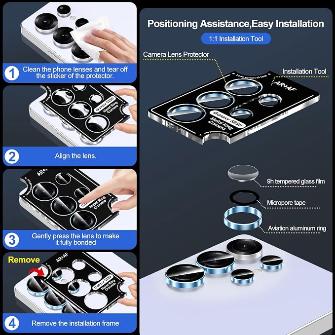 for Samsung Galaxy S25 Ultra Camera Lens Protector, Individual Metal Ring - Image 6