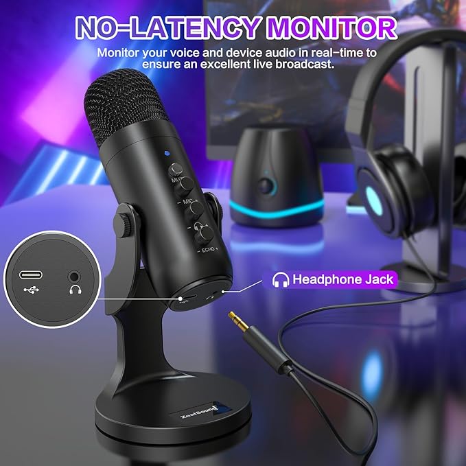 ZealSound Podcast Microphone for PC, Noise Cancellation USB Mic - Image 5