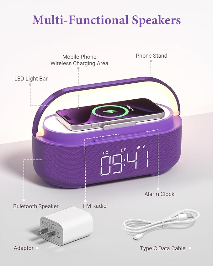 COLSUR 6-in-1 Bluetooth Speaker Alarm Clock - Image 5