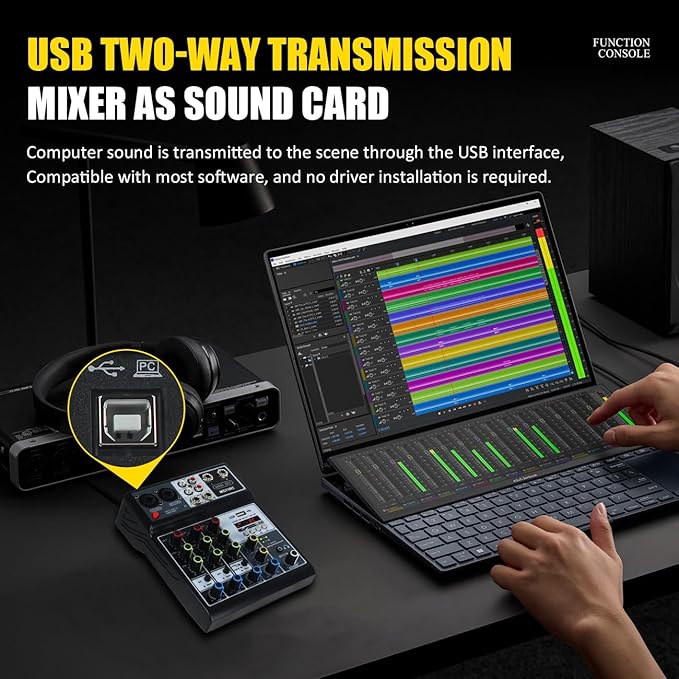 Mini audio audio mixers DJ mixer Sound Board Console System, 4 Channel 48V - Image 8
