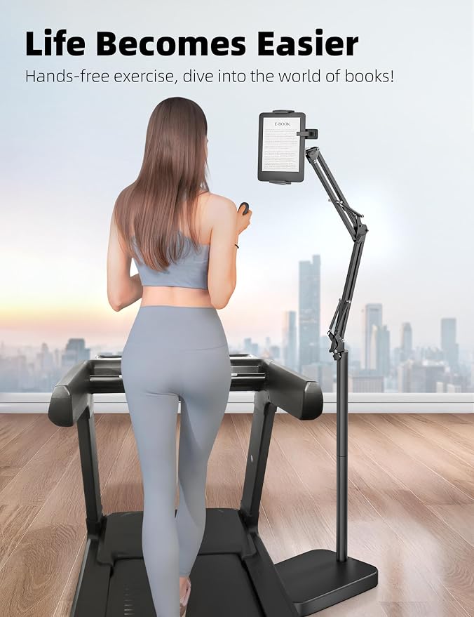 Kindle Floor Stand with Remote Page Turner, Tablet Stand with 11lb Stable Base - Image 4